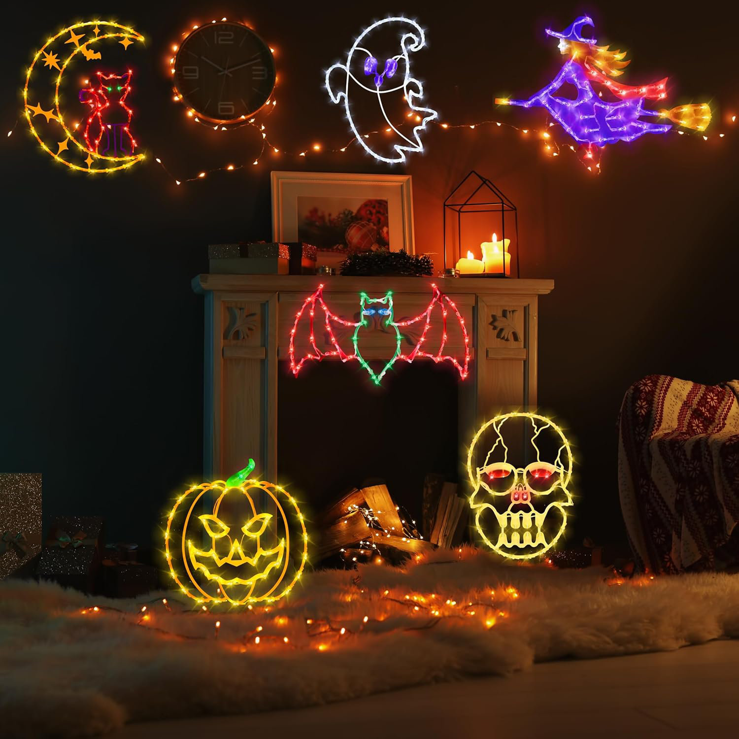 The Holiday Aisle® 16" Halloween Window Silhouette Lights Decorations ...